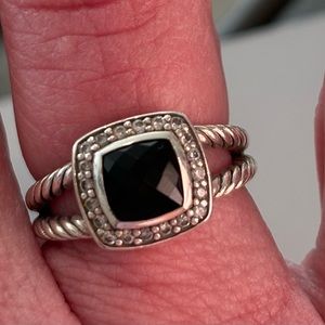 Authentic David Yurman Petite Albion Black Onyx Ring 7mm